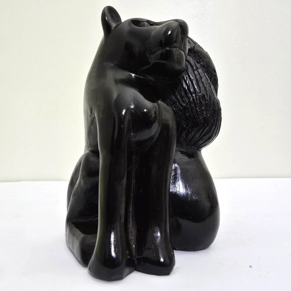 vintage hand carved Ebony Wood African Lion Lioness 5.5